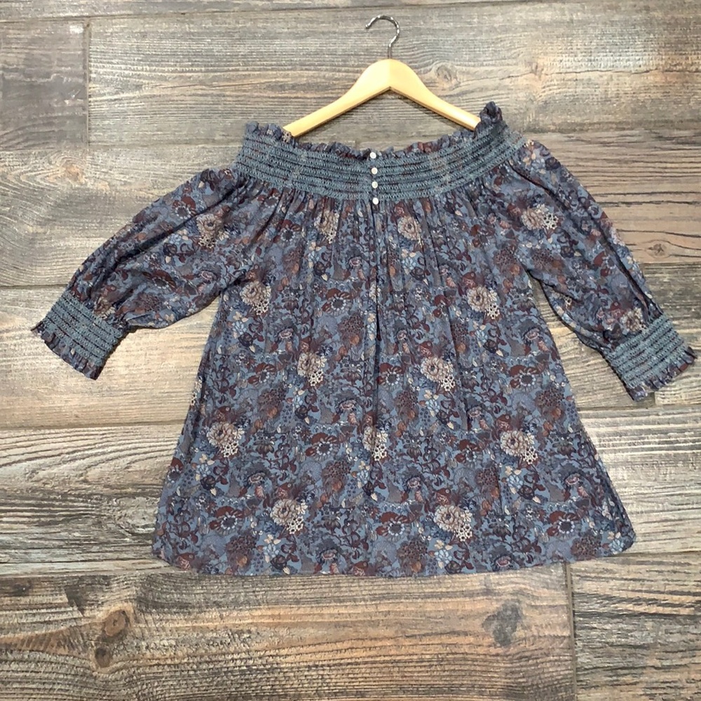 frye blue magdalena shoulder top